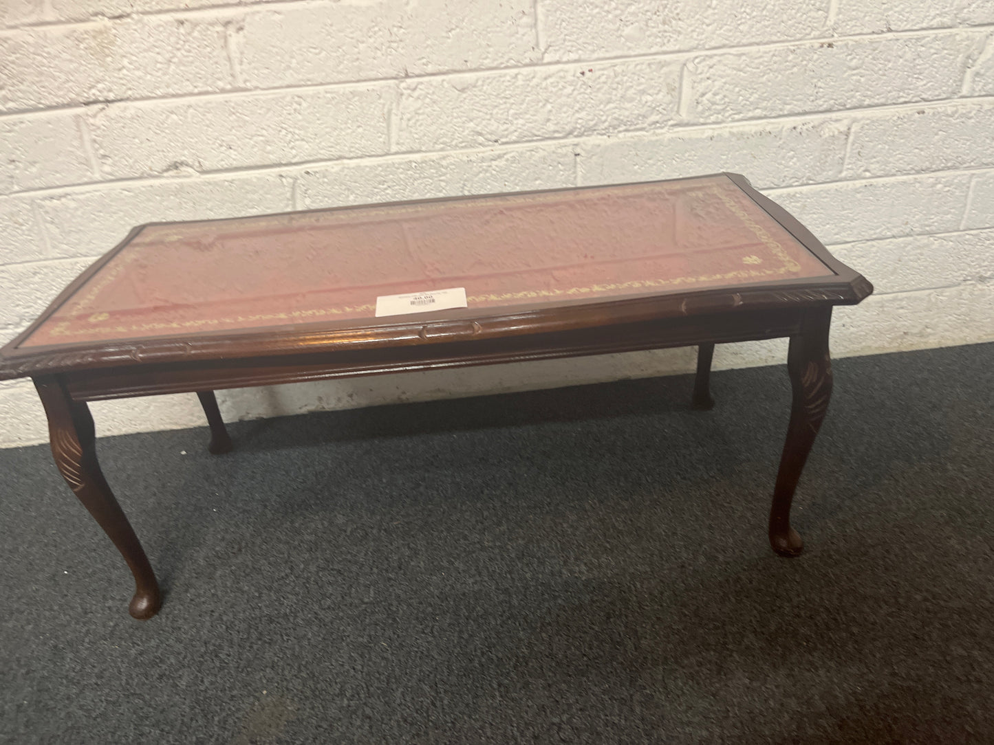 Mahogany coffee table with glass top  1325