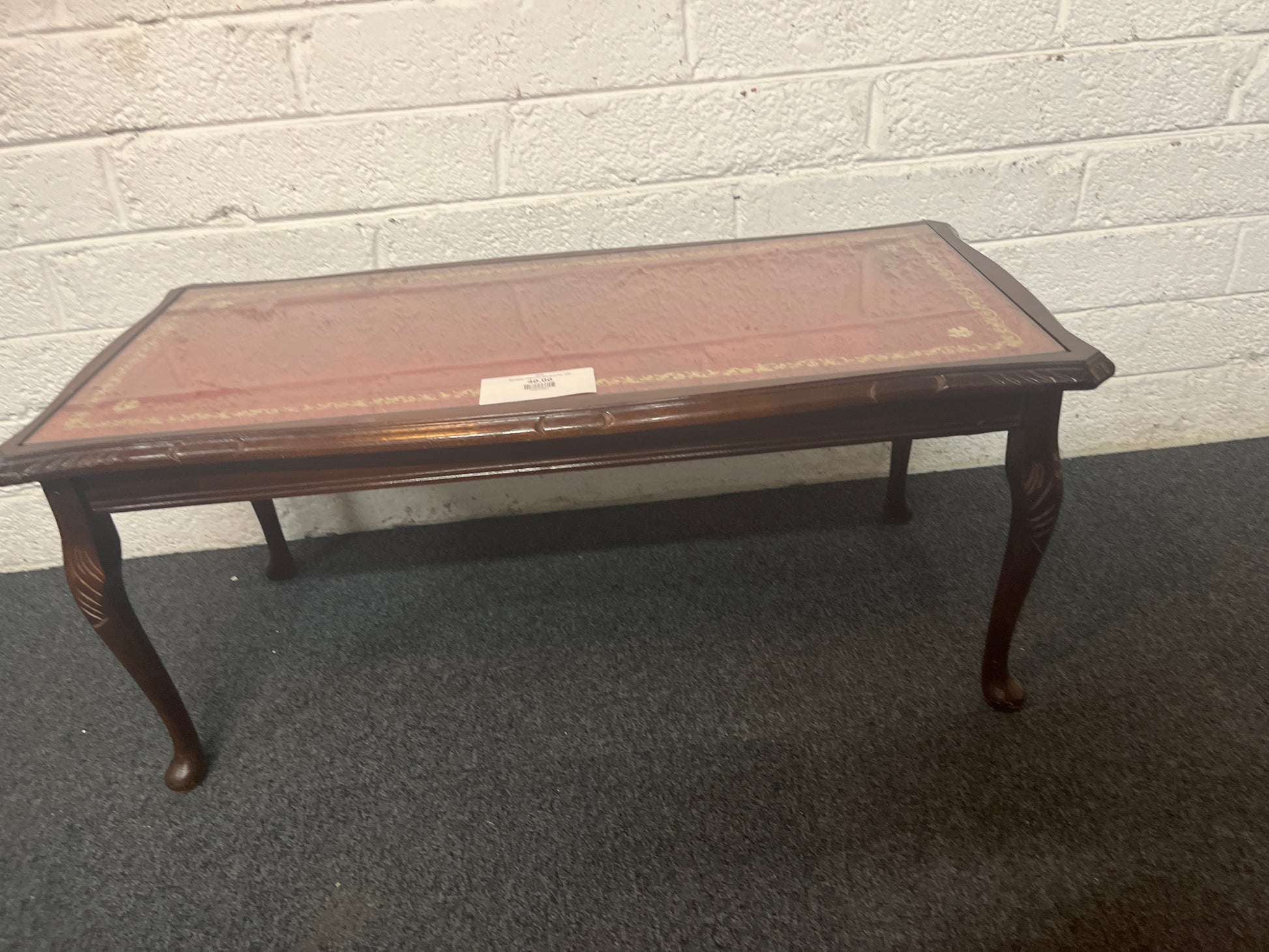 Mahogany coffee table with glass top  1325