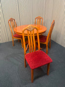 Switch Cherry stained circular kitchen table, central coulmn base (106 cm in diameter)with 4 no. matching chairs with wine seat fabric 43346 2 image