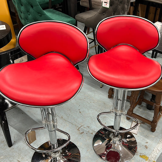 Tall red and chrome bar stools - swivel 1224