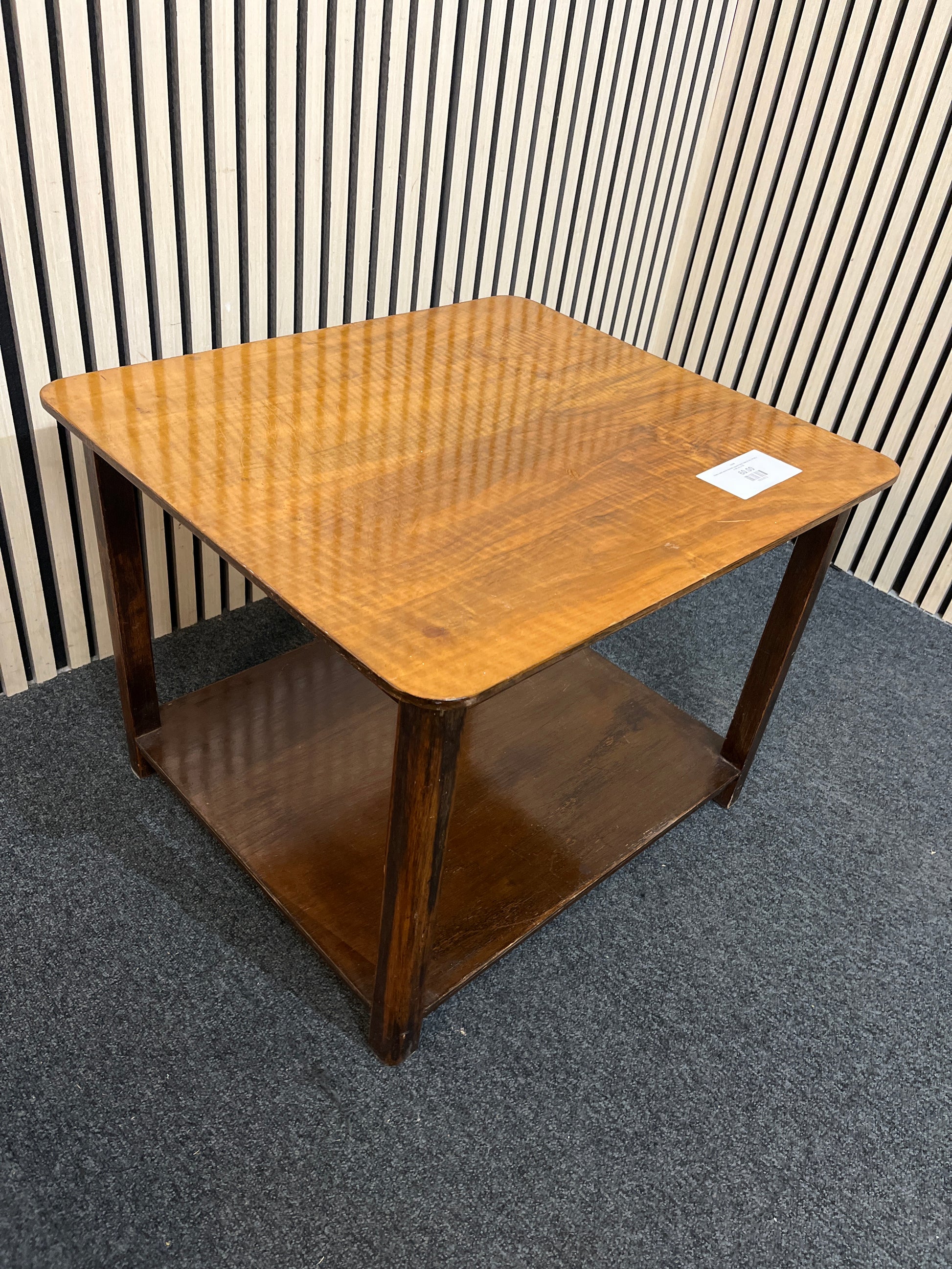 Retro dark wood stained square lamp table (H 48 x W 64 x D 56 cm) 3126
