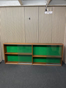 Switch Large teak framed wall mounted glass display unit  (H 92 x W 234 x D 24 cm) 2 image