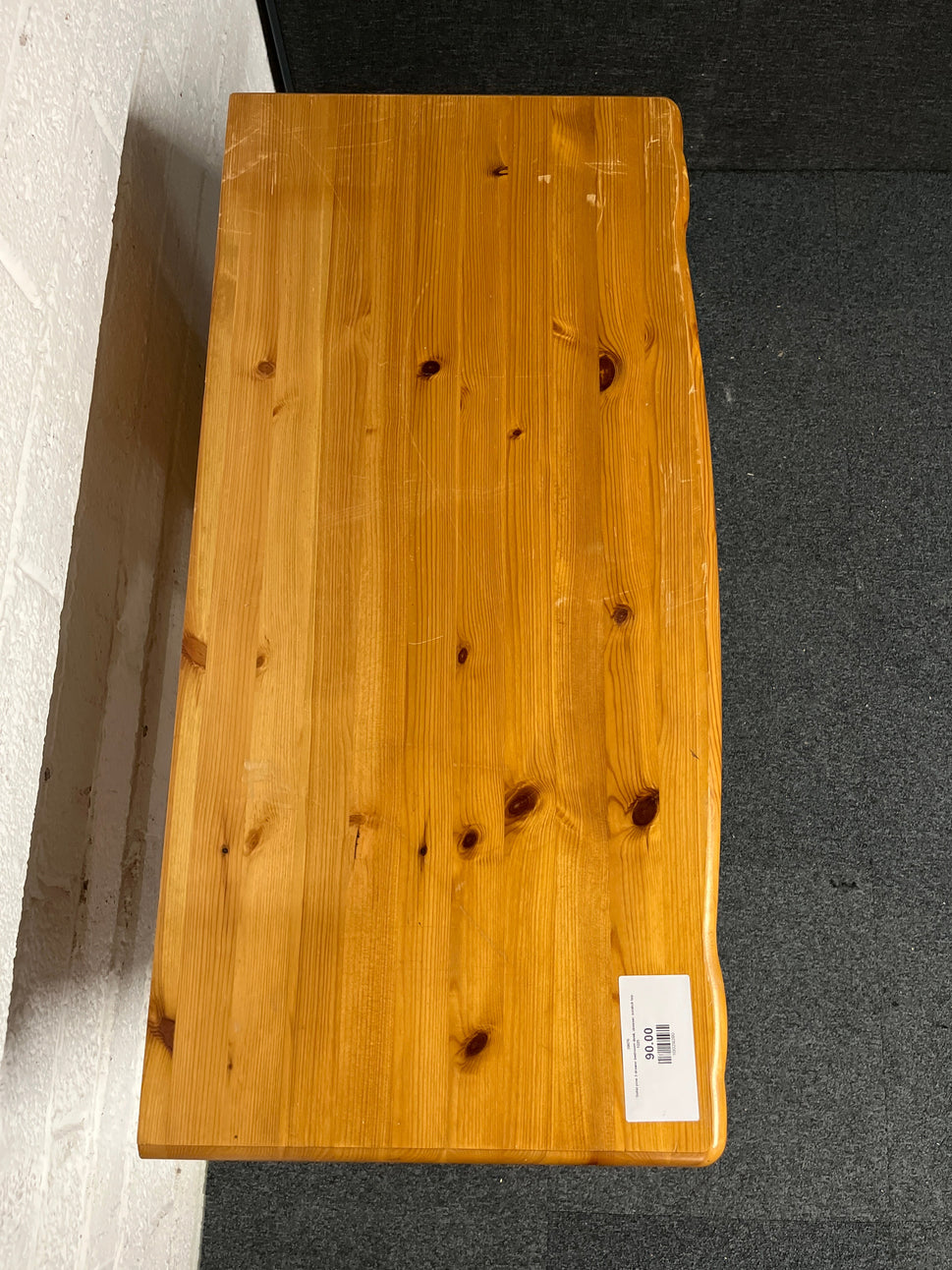 Solid pine 3 drawer bedroom desk, dresser, scratch top  1225