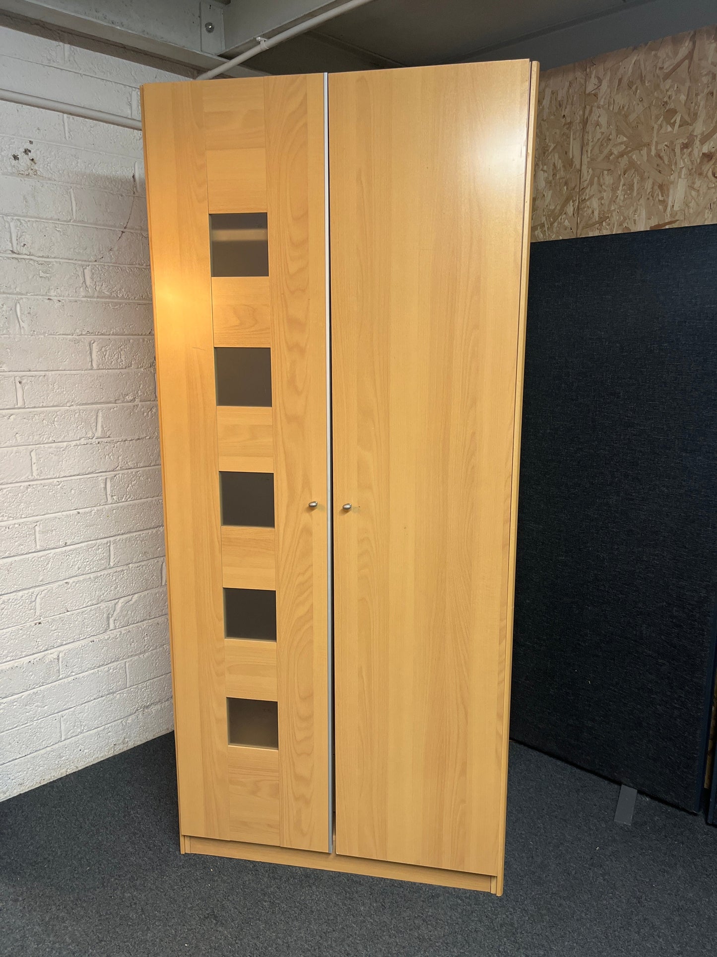 Tall 2 door beech framed wardrobe (H 210 x W 94 x D 58 cm) 3225