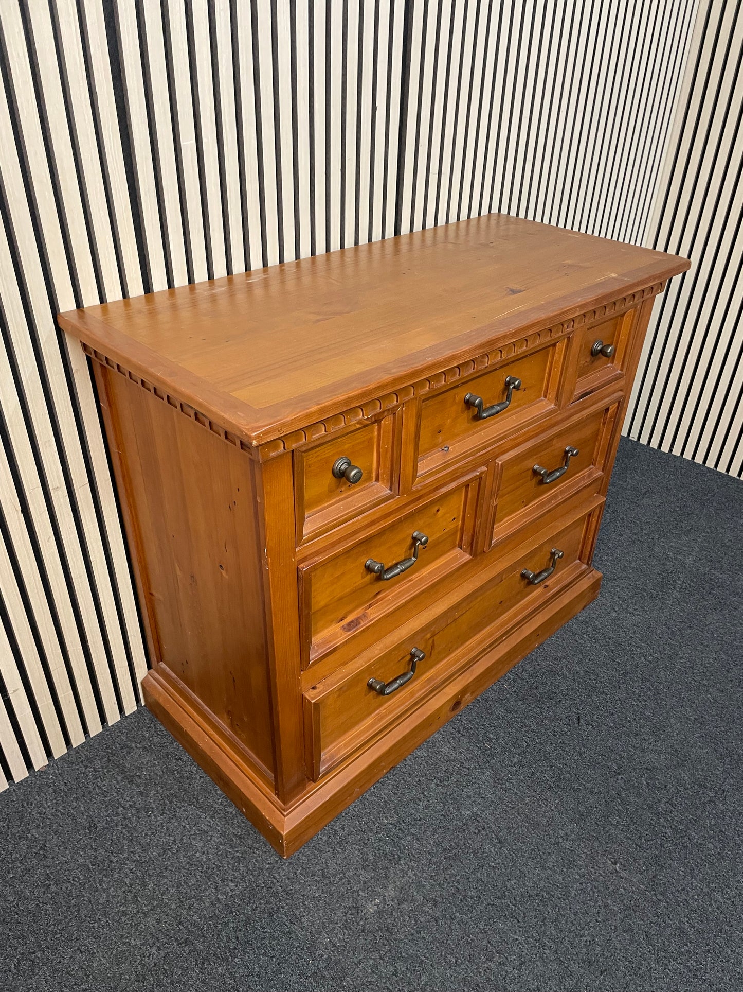 Solid natural pine 1+2+3 large chest of drawers (H 91 x W 110 x D 50 cm) 2425