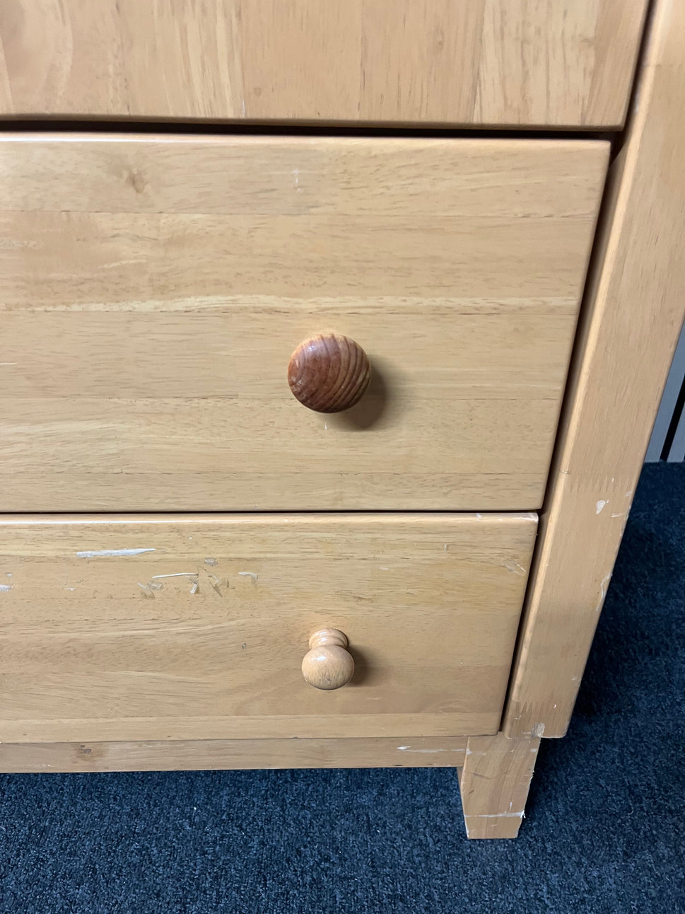 Tall beech two door wardrobe with two base drawers (H 208 x W 88 x D 58 cm) 1425