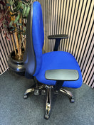 Switch Jota high back ergonomic swivel chair with height adjustable arms and polished chome base in BLUE fabric. Price inc VAT 2 image