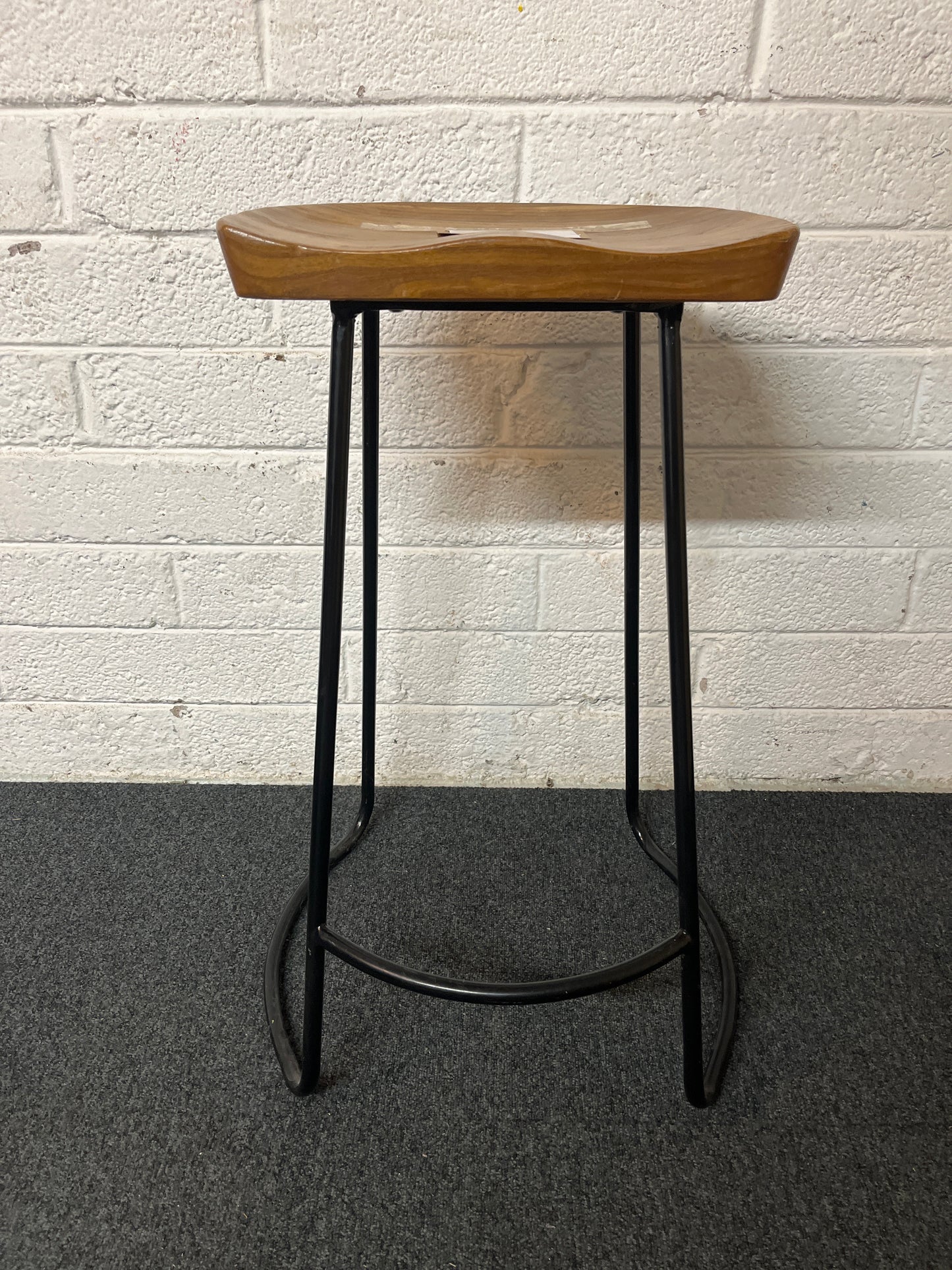 Oak high stool with black metal frame  1325