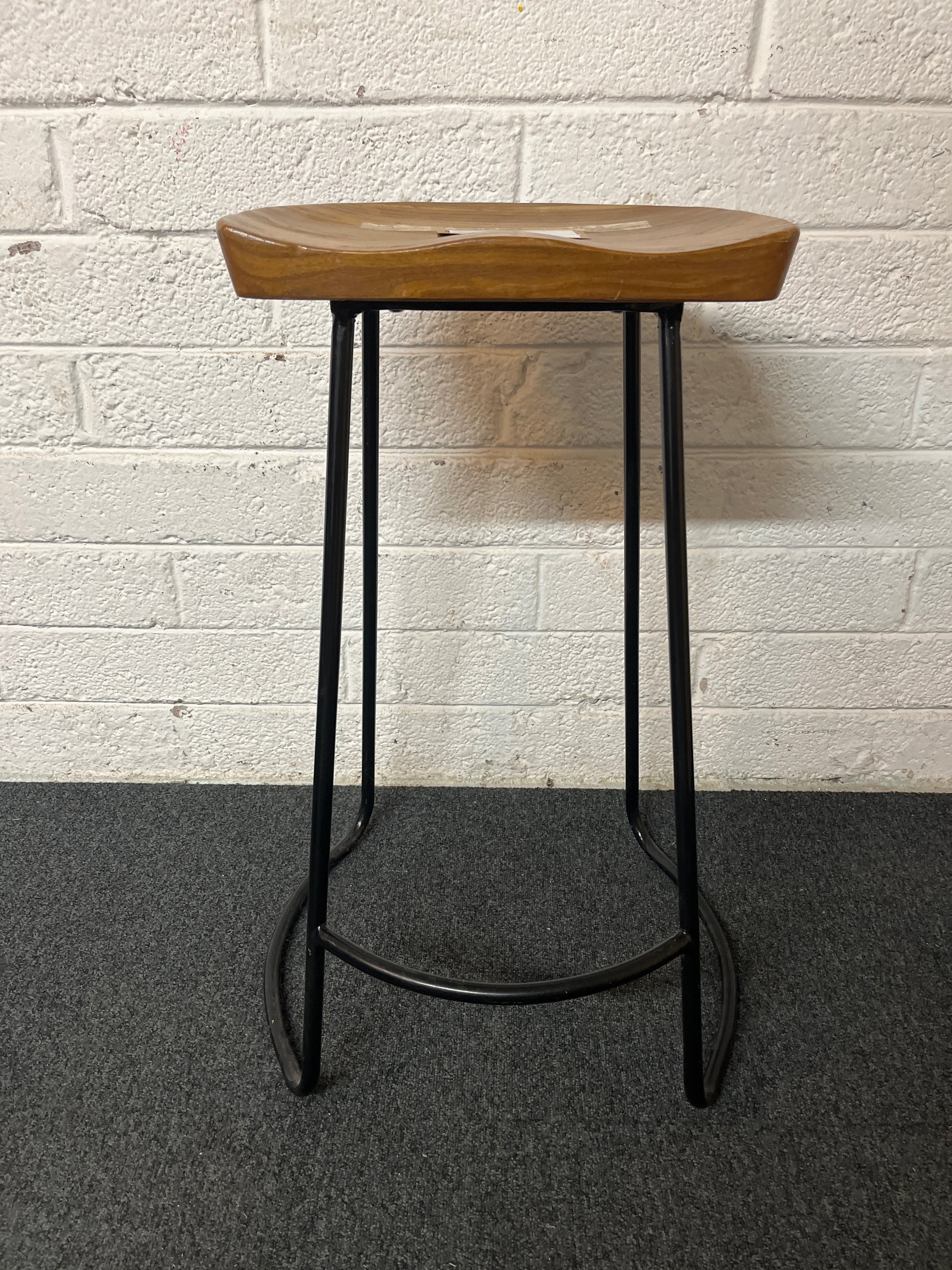 Oak high stool with black metal frame  1325