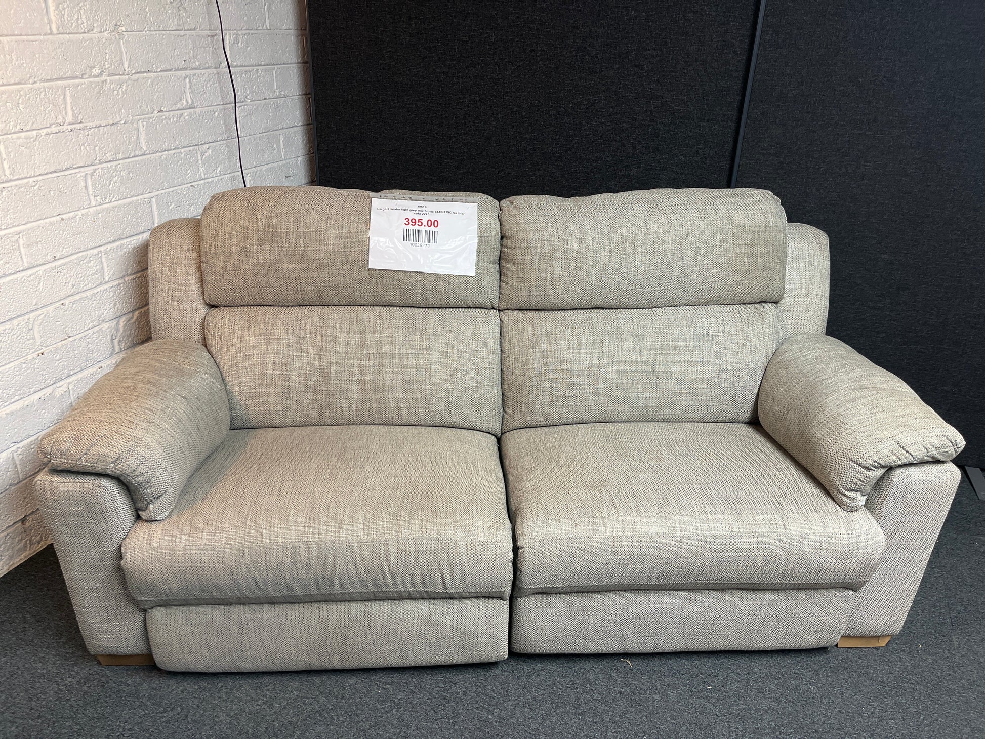 Large 2 seater light grey mix fabric ELECTRIC recliner sofa 2225