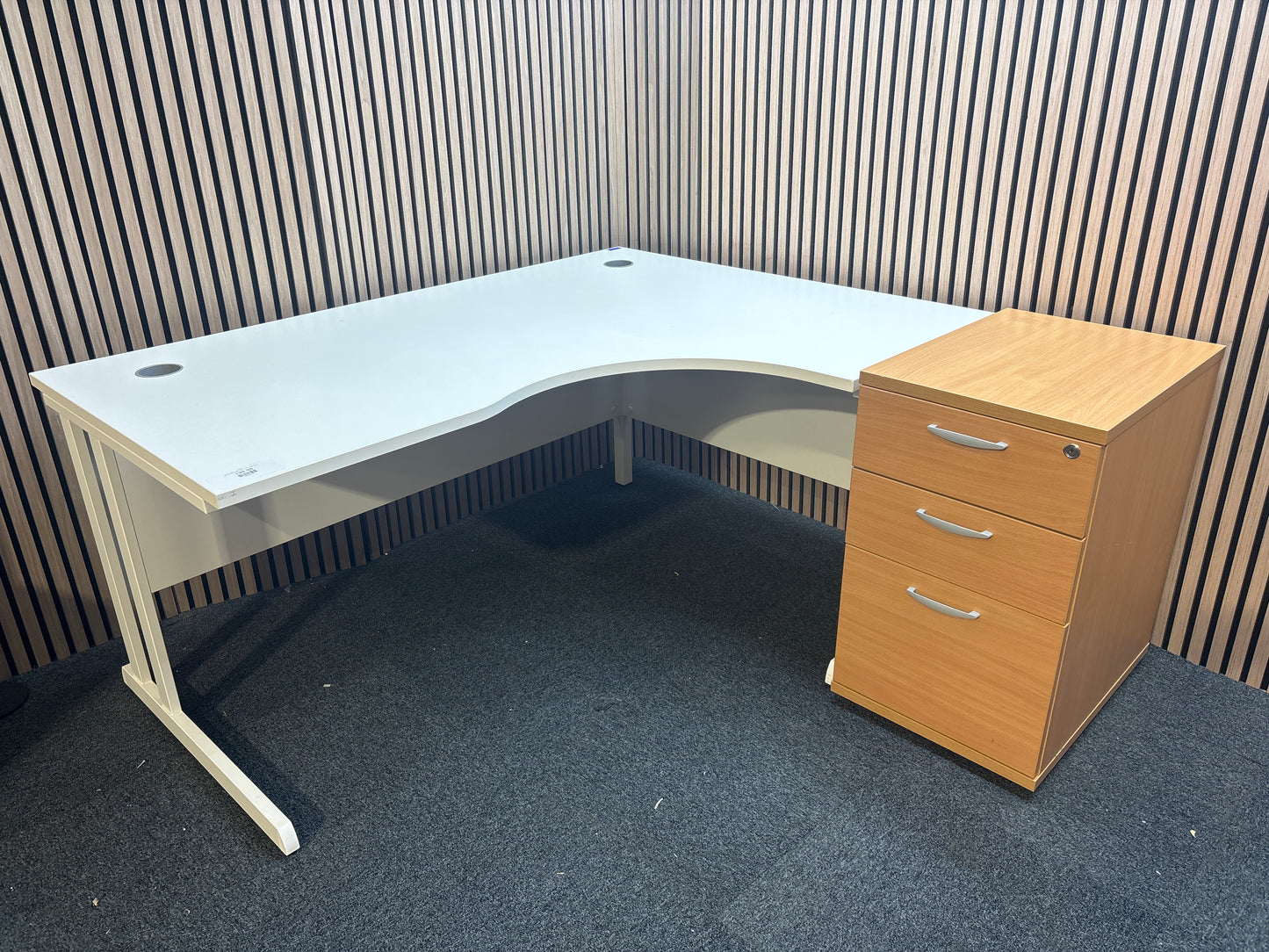 Wooden 600 desk high pedestal (600mm deep) in beech