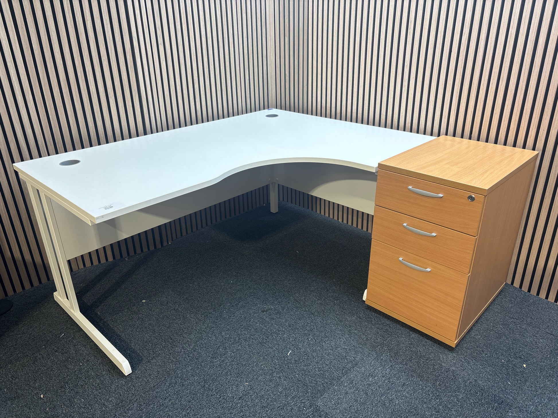 Wooden 600 desk high pedestal (600mm deep) in beech