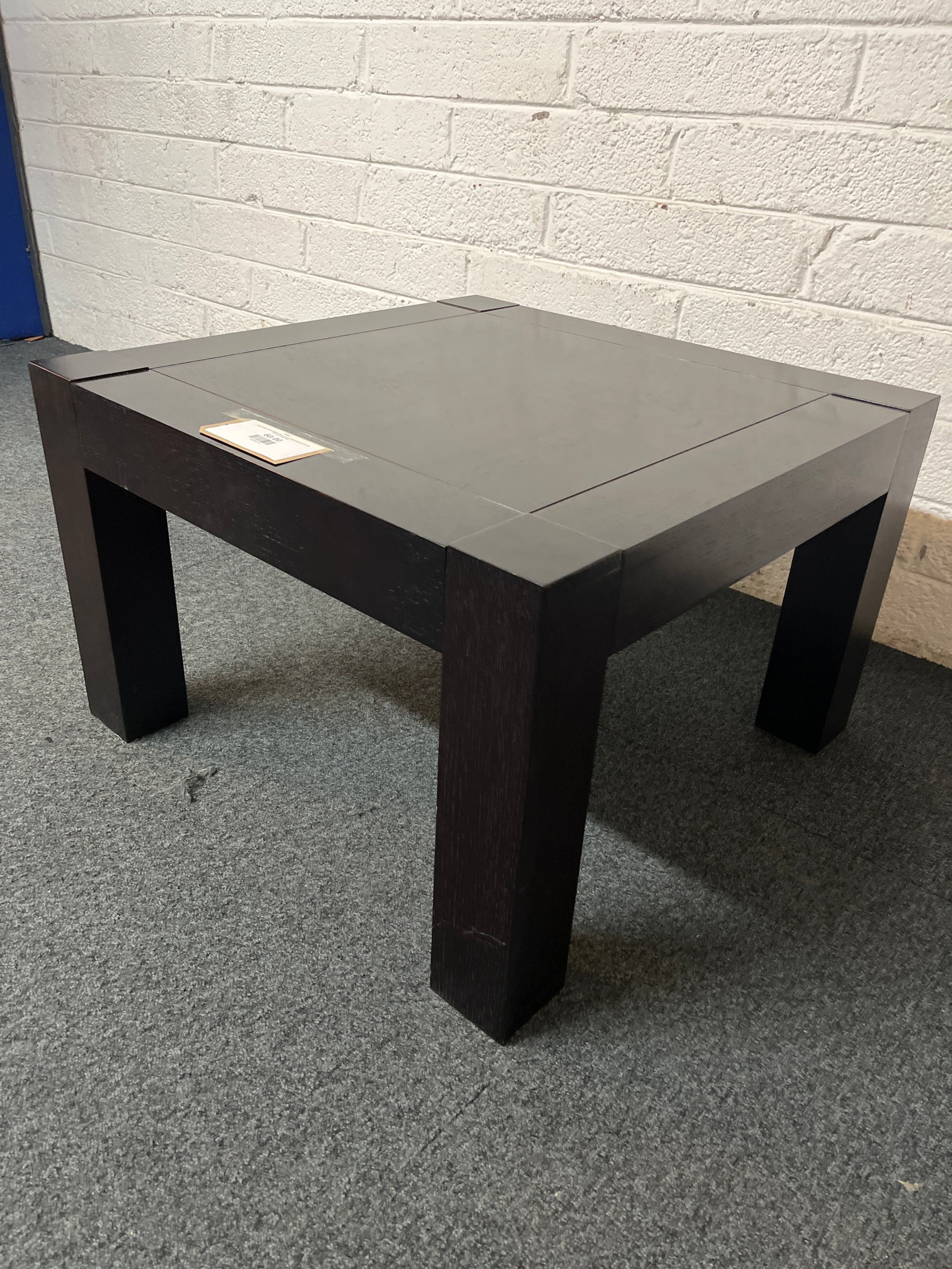Small dark wood stained low square lamp table (H 45 x W 70 x D 70 cm) 1325