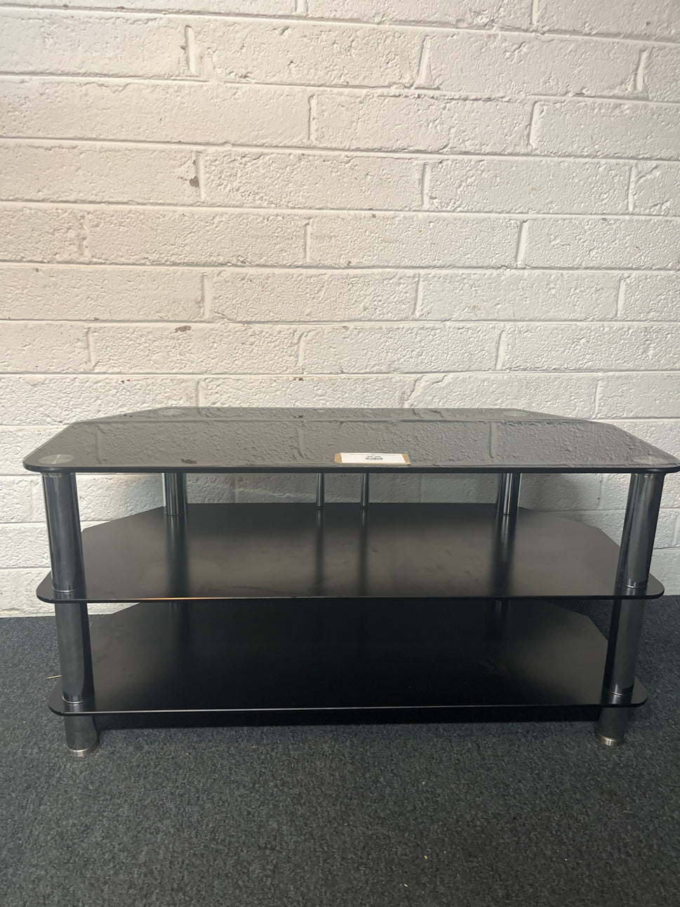 Black glass large tiered TV unit (H 53 x W 105 x D 45 cm) 3225