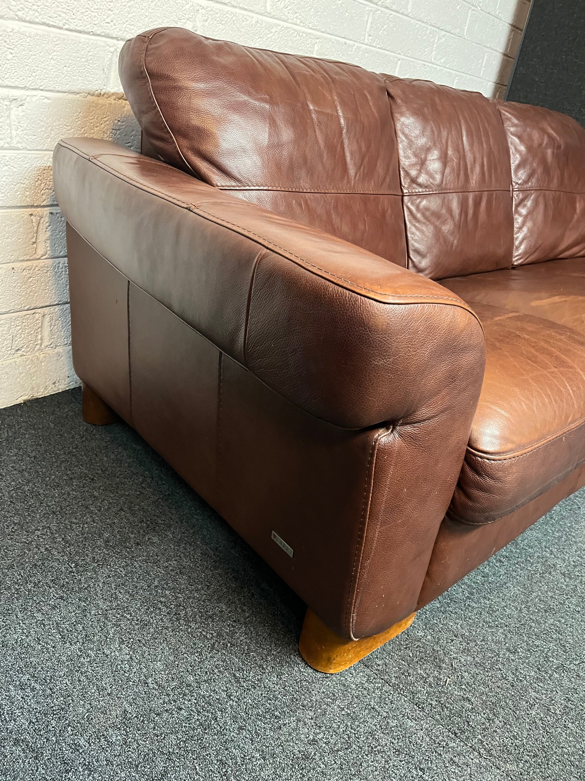 3 seater Italsofa dark brown leather sofa 2225