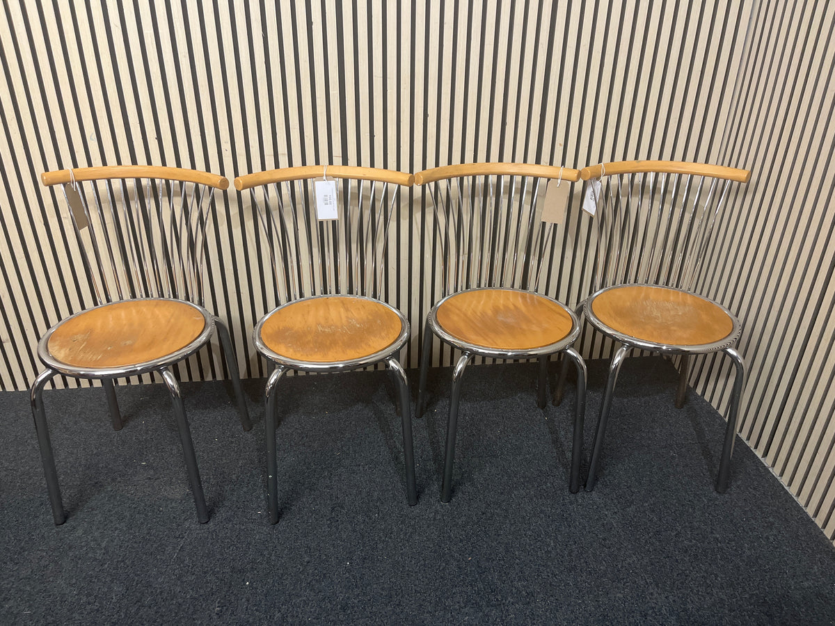 chrome and beech dining chair (SET OF 4)  44367