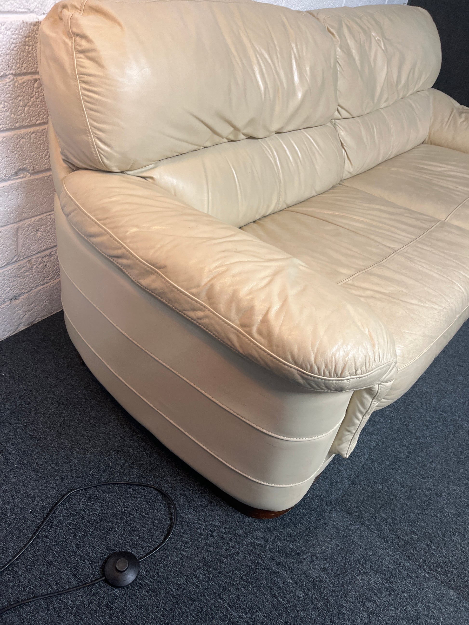 Real cream leather 2 seater sofa