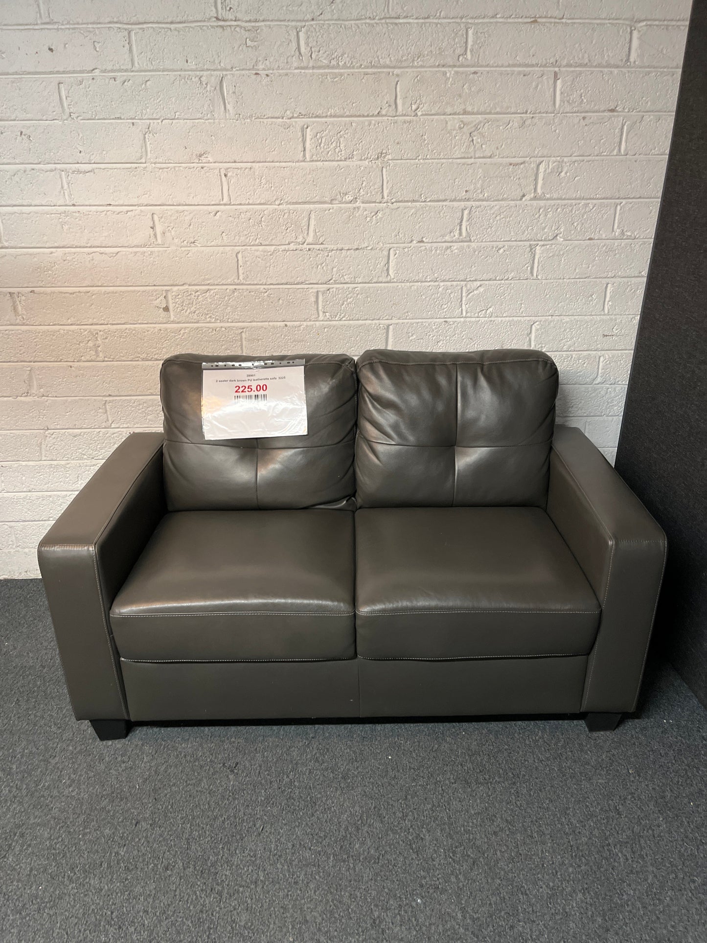 2 seater dark brown PU leatherette sofa  3225