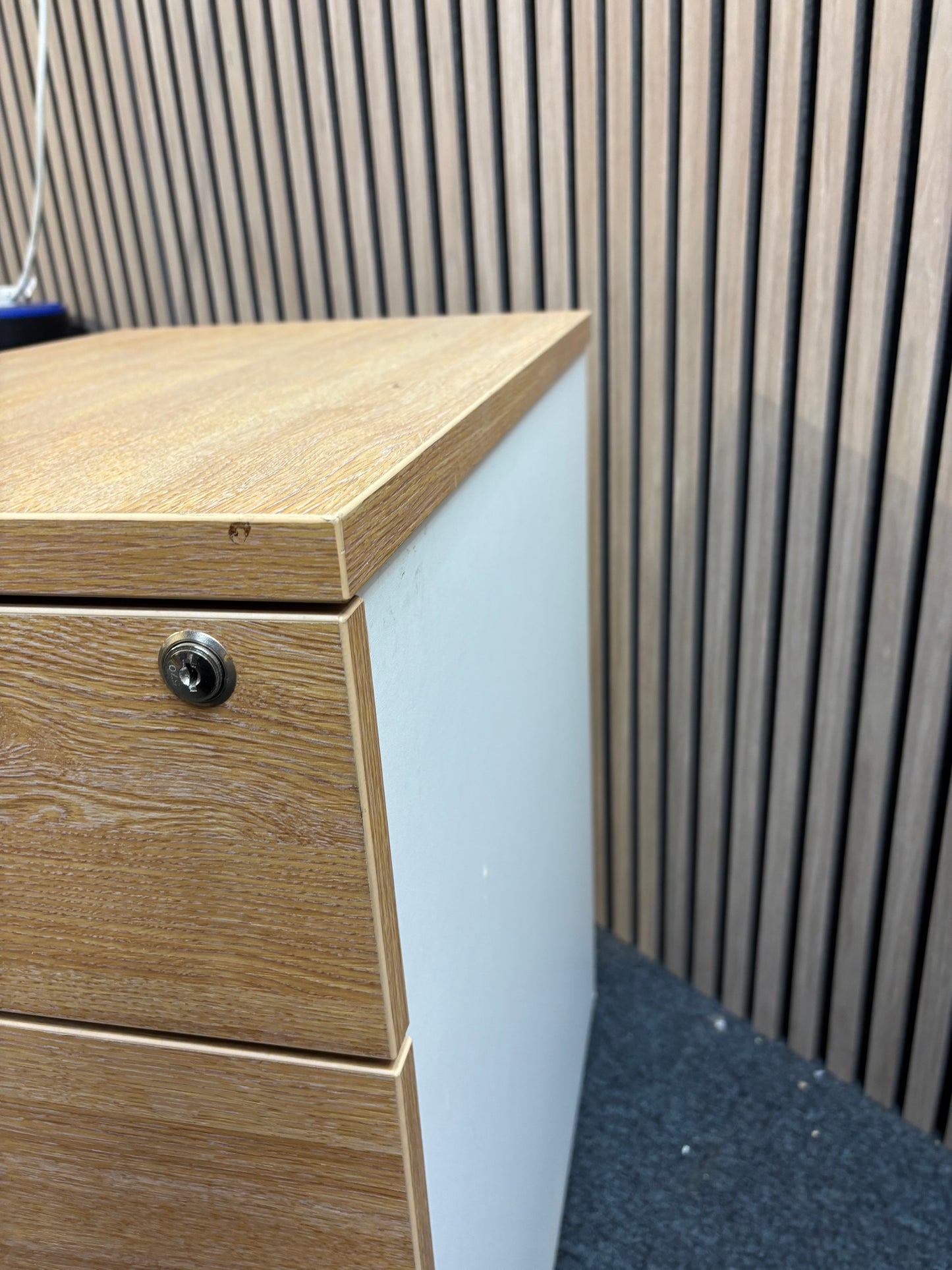Wooden 600 desk high pedestal (600mm deep) - Oak/White