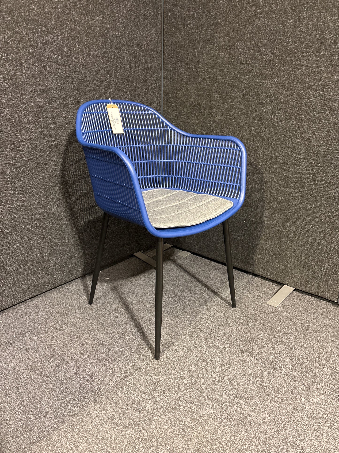 NEW Metro INDOOR OR OUTDOOR dining chair, MIDNIGHT BLUE moulded plastic with tailored fabric seat. OTHER COLOURS AVAILABLE. LARGE QTYS AVAILABLE