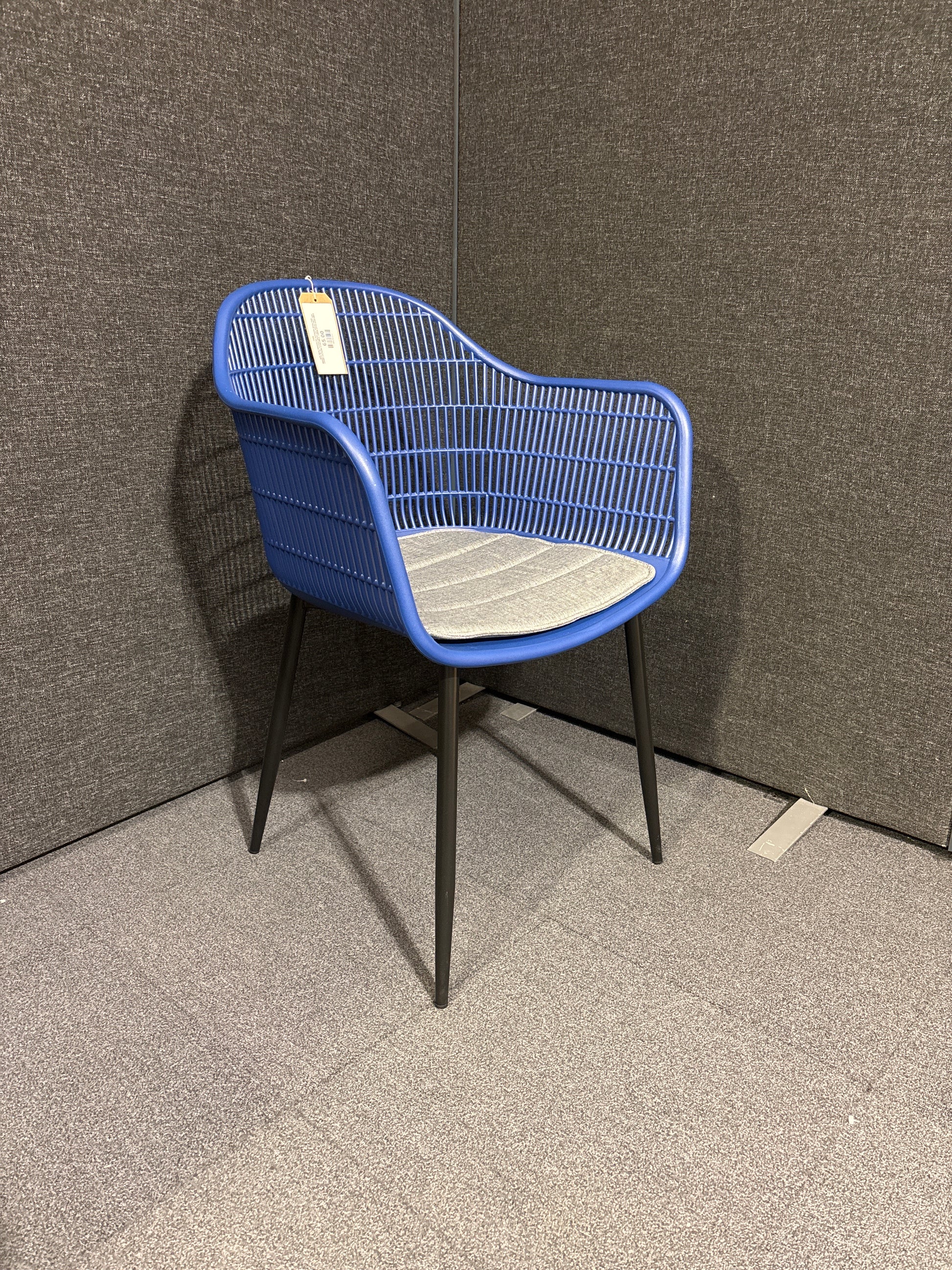 NEW Metro INDOOR OR OUTDOOR dining chair, MIDNIGHT BLUE moulded plastic with tailored fabric seat. OTHER COLOURS AVAILABLE. LARGE QTYS AVAILABLE