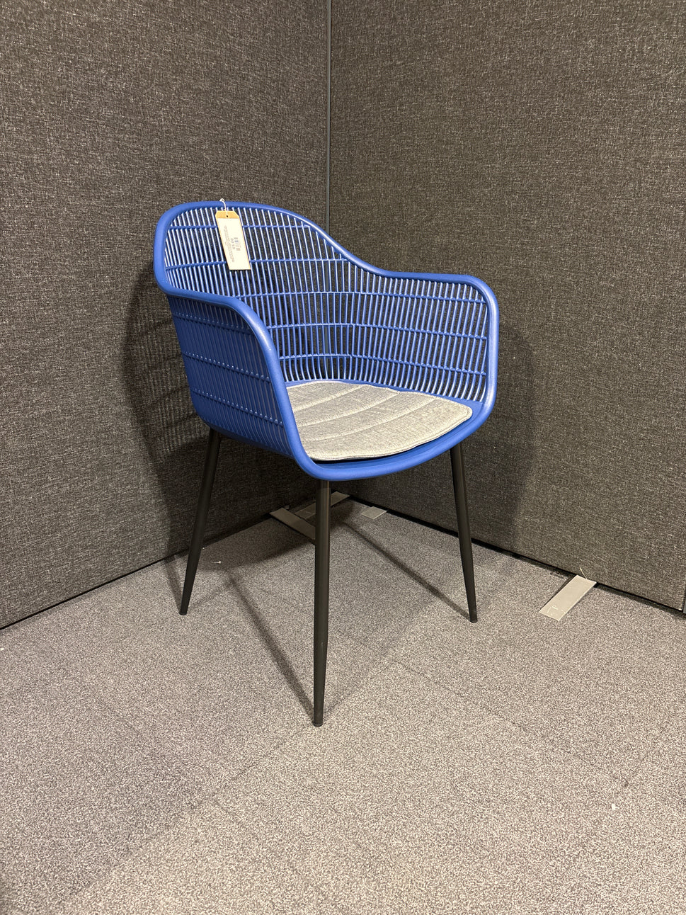 NEW Metro INDOOR OR OUTDOOR dining chair, MIDNIGHT BLUE moulded plastic with tailored fabric seat. OTHER COLOURS AVAILABLE. LARGE QTYS AVAILABLE