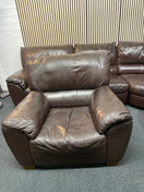 Switch Large Brown Leather Corner Sofa with Poof and Single Armchair included 3126 3 image