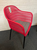 Switch NEW Metro INDOOR OR OUTDOOR dining chair, RASPBERRY RED moulded plastic with tailored fabric seat. OTHER COLOURS AVAILABLE. LARGE QTYS AVAILABLE 2 image
