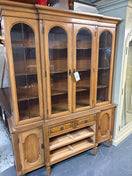 Switch Large beech stained glass display case with 2 glass doors, 3 drawers and 2 low side doors  (H 2000 x W 1500 x D 450 mm) (cracked window) 2225 3 image