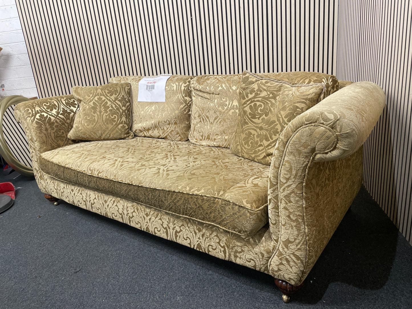 Gold floral fabric 3 seater sofa (230 cm) 3126
