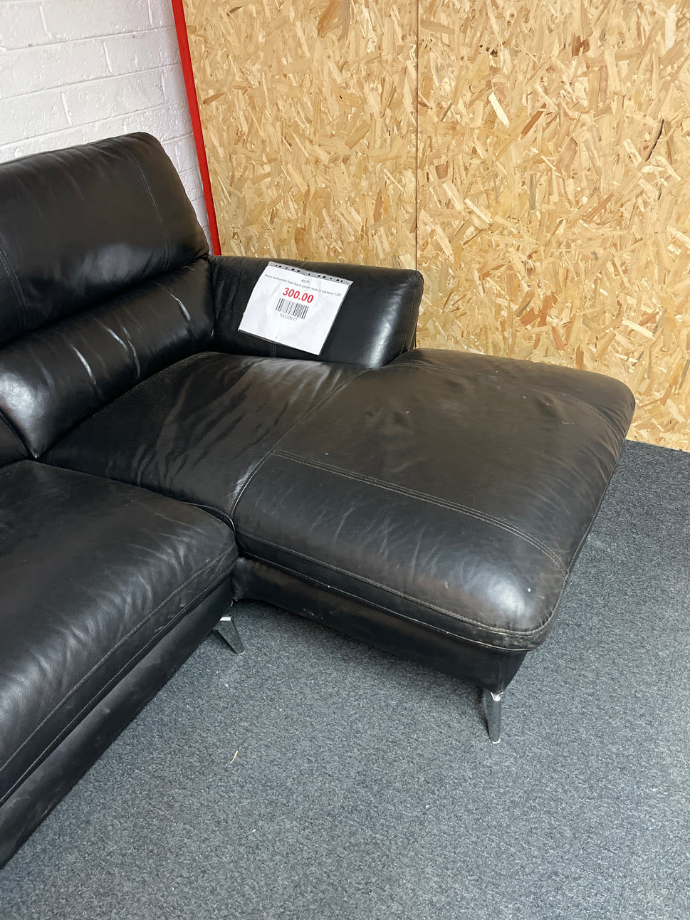 Black leatherette high back corner suite in sections 1325