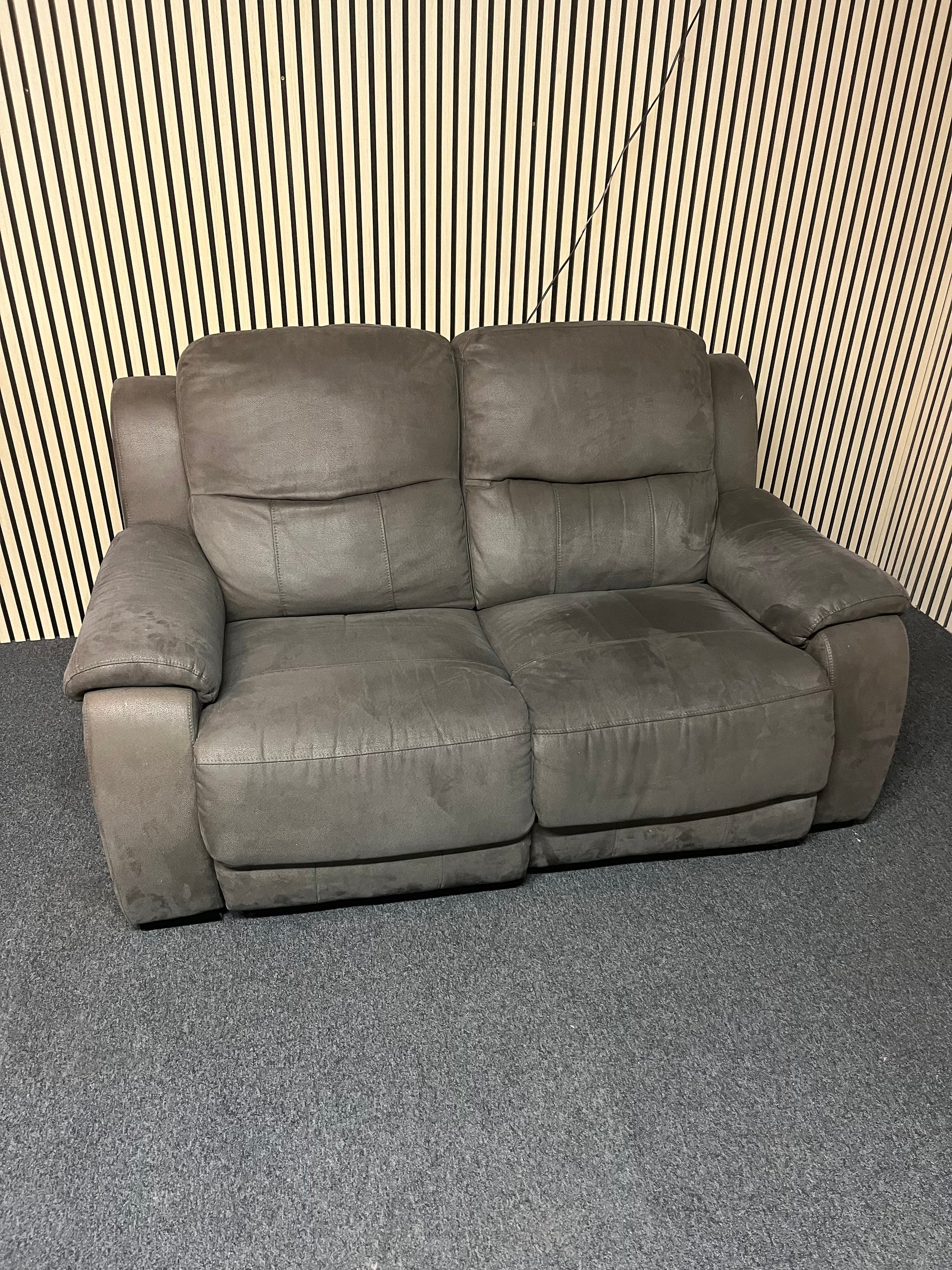 2 seater ELECTRIC recliner light brown microfibre sofa 1325