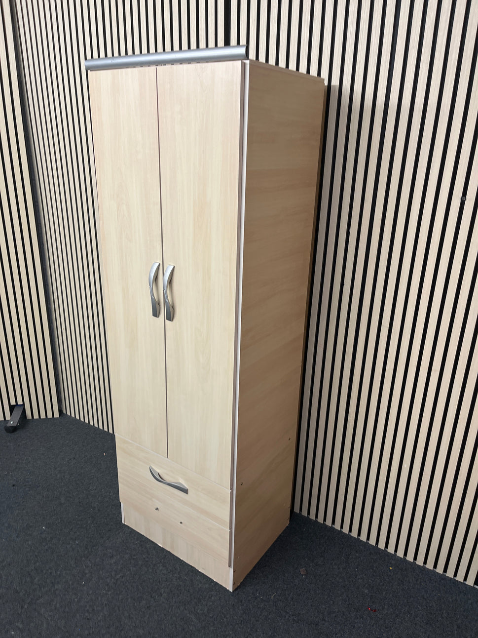 Maple laminate 2 door 2 drawer slim wardrobe 183Hx62Wx47D 1425