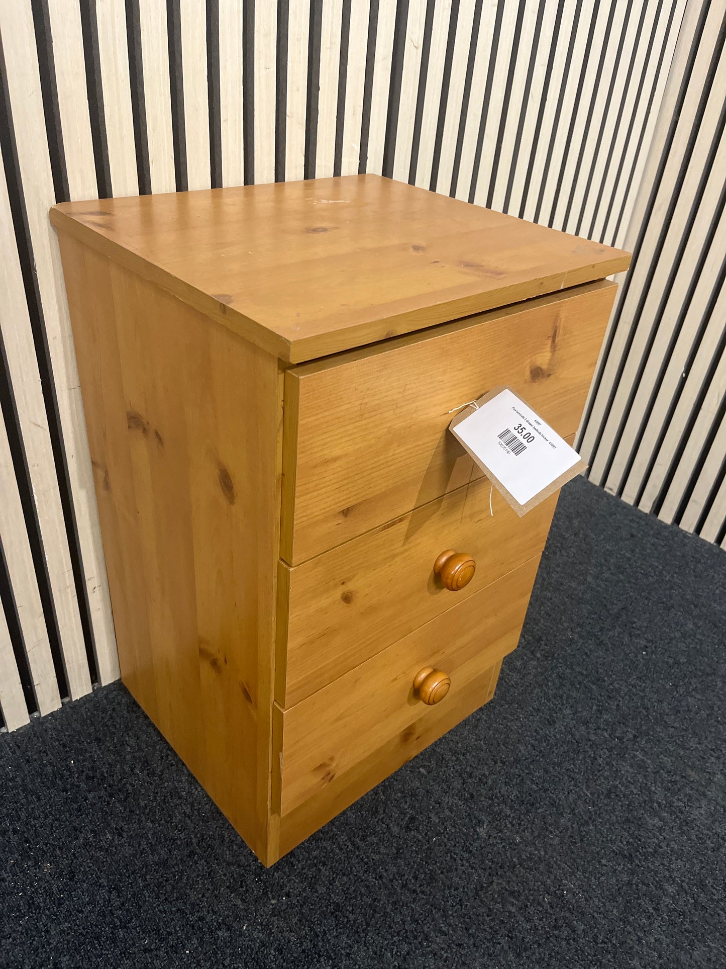 Pine laminate 3 drawer bedside locker  43897