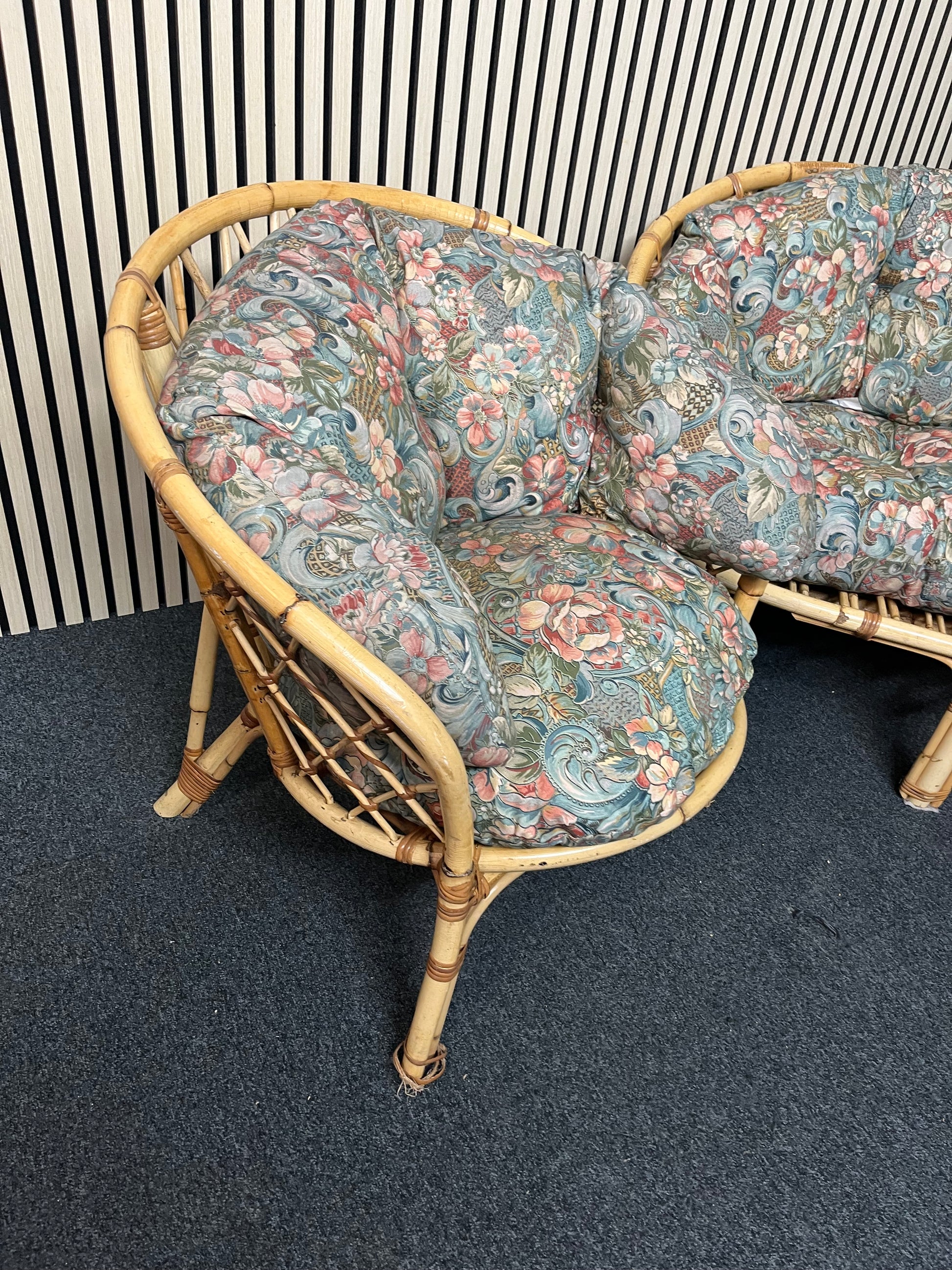 Cane framed fabric seat 3+1+1 sofa suite 2325