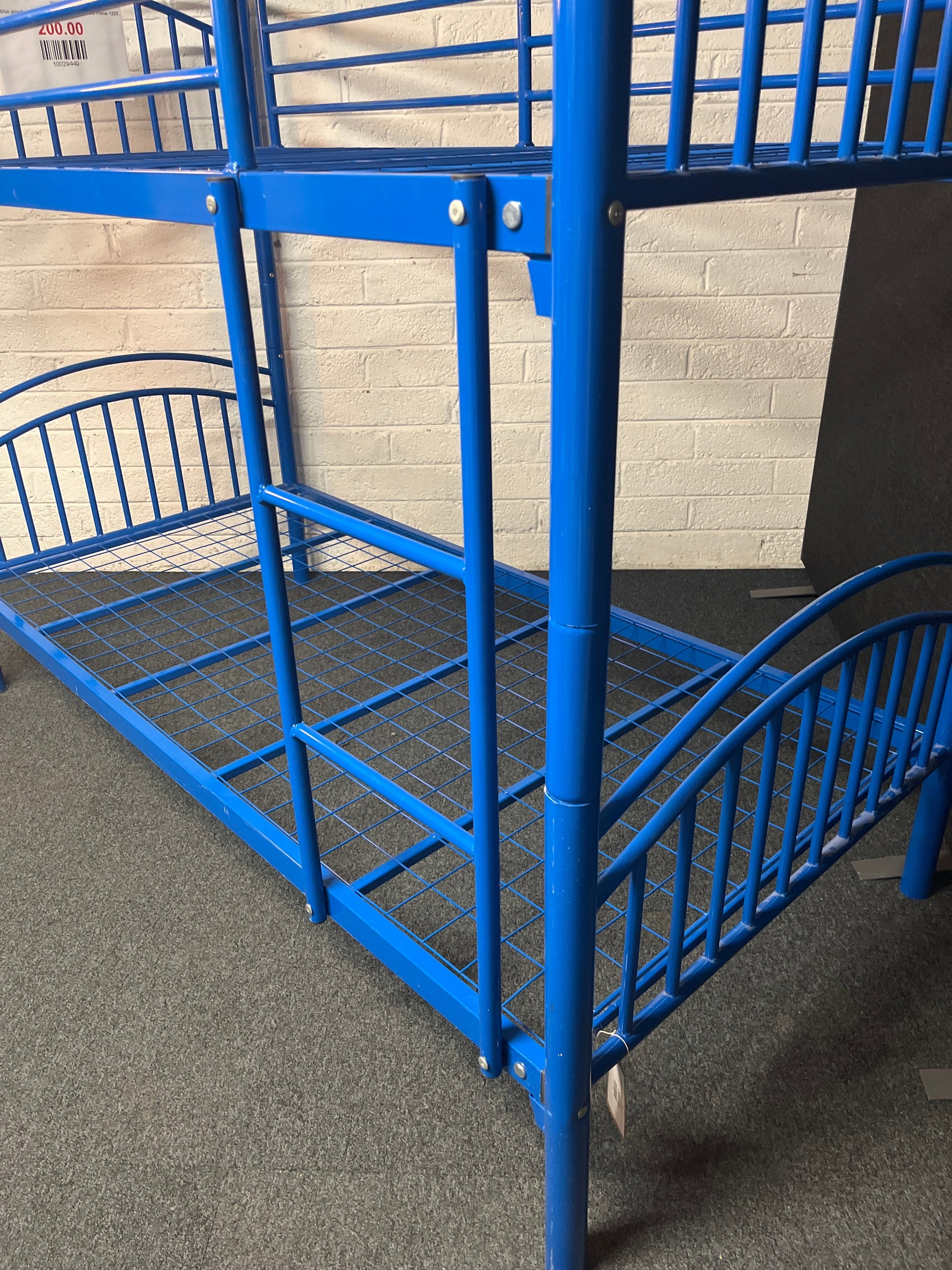 3ft blue powder coated metal framed bunk bed frame 1225