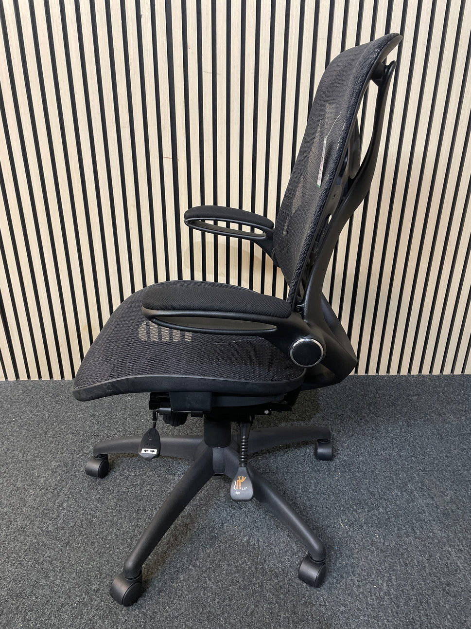 Napier high mesh back operator chair with mesh seat - black with folding arms