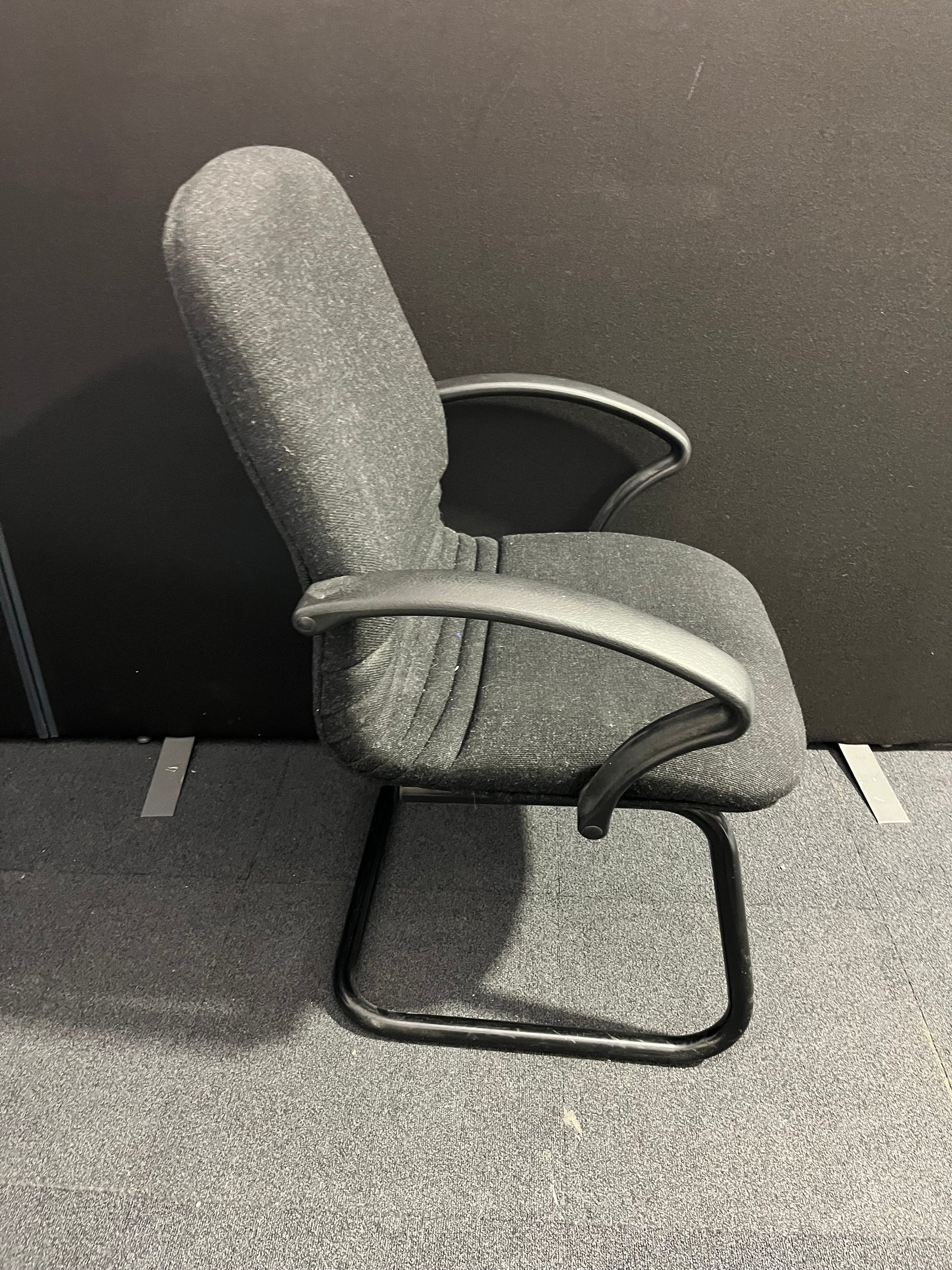 Charcoal medium back cantilever chair with arms