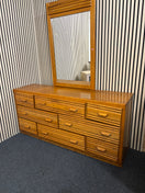 Switch Large wooden 8 door dresser with a matching framed mirror 2 image
