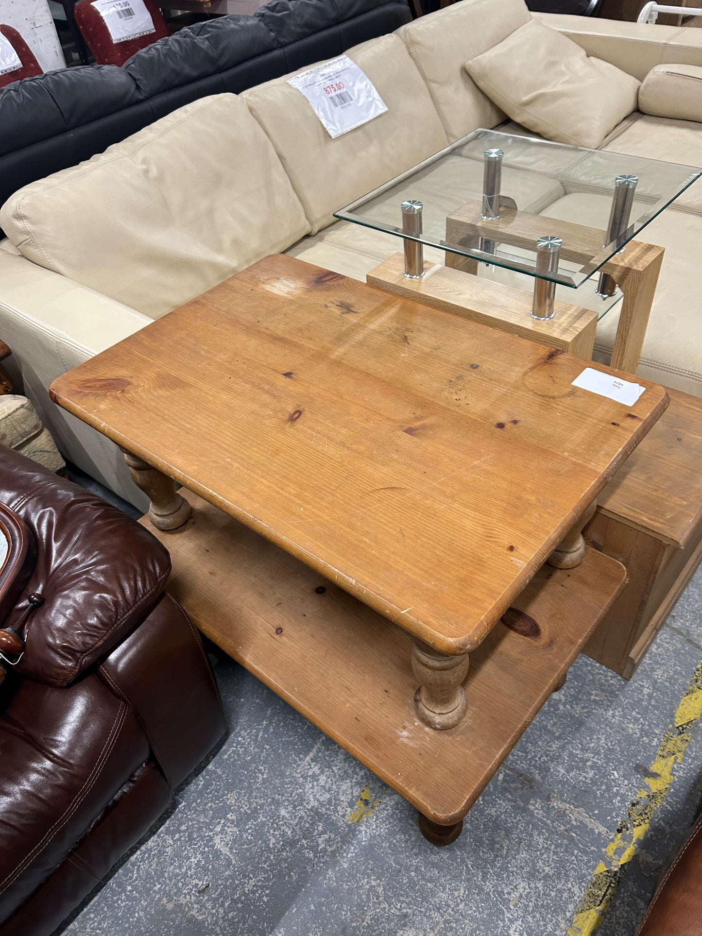 Natural pine rectangular coffee table