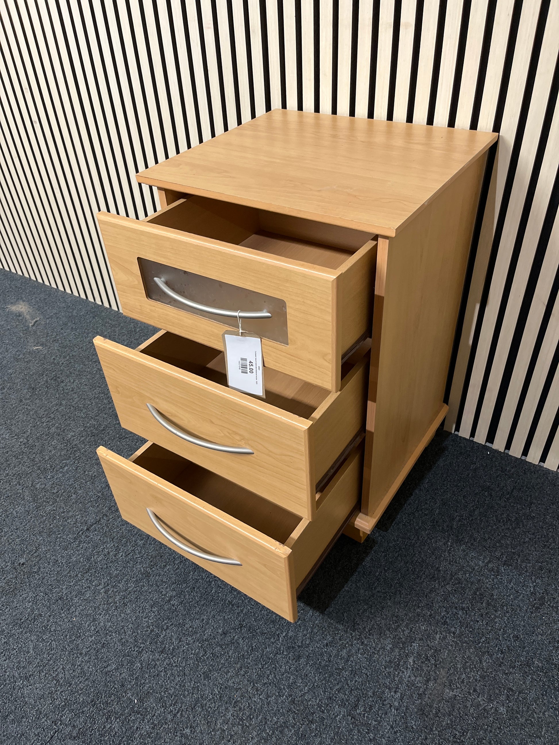 3 drawer beech laminate bedside locker  3325