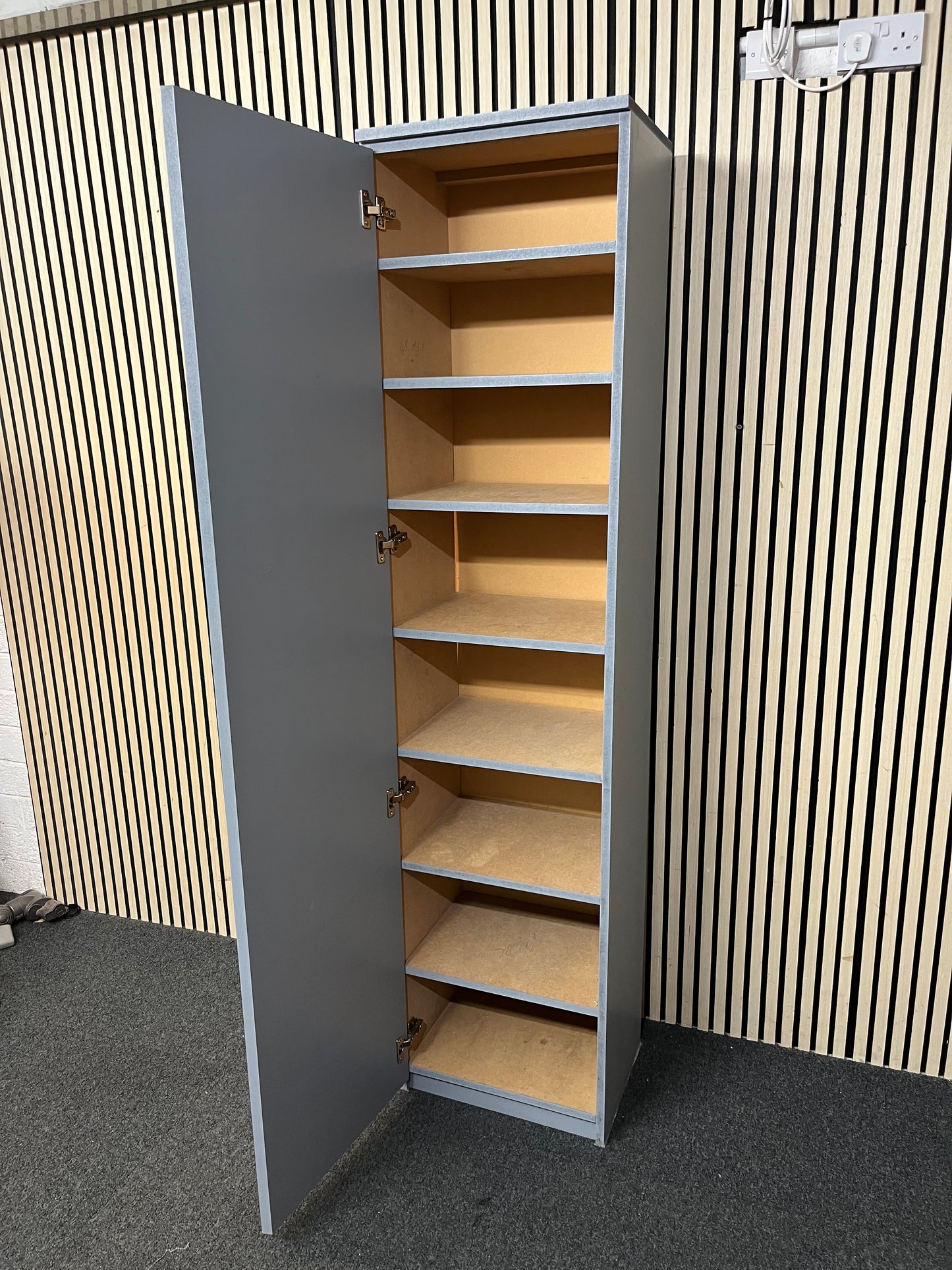 Tall grey mdf 1 door wardrobe (H 203 x W 49 x D 37 cm) 43495