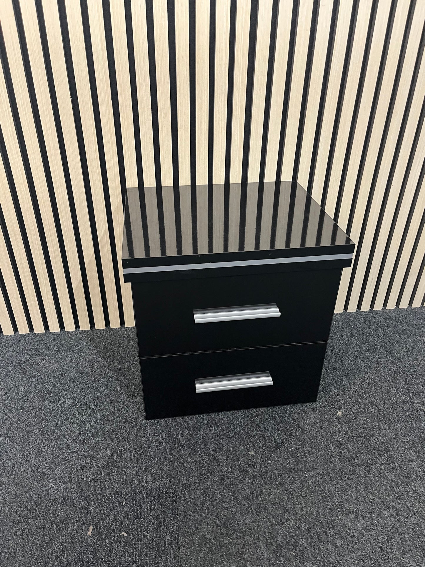 black gloss 2 drawer bedside locker (SET OF 2) 3325