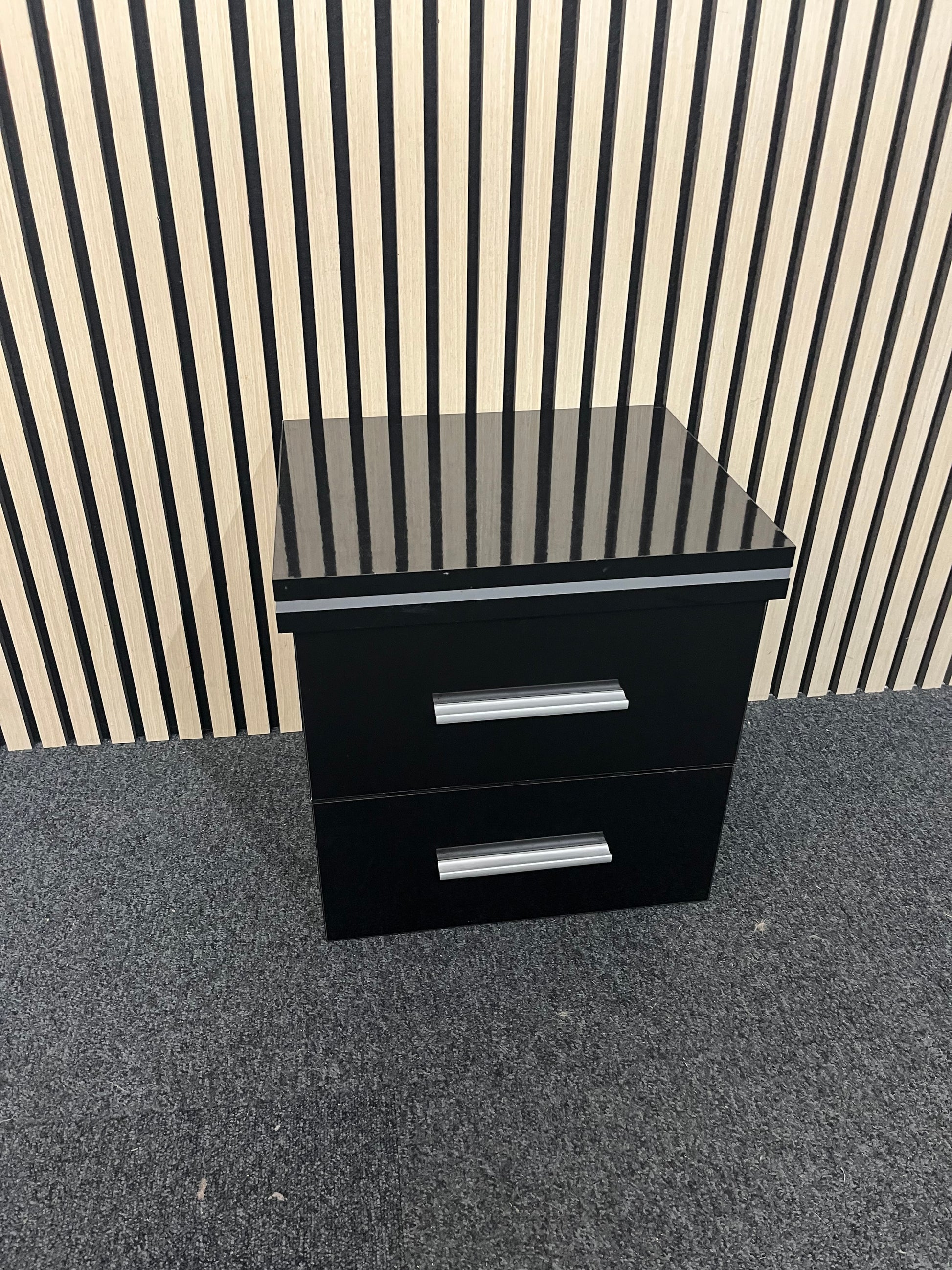 black gloss 2 drawer bedside locker (SET OF 2) 3325