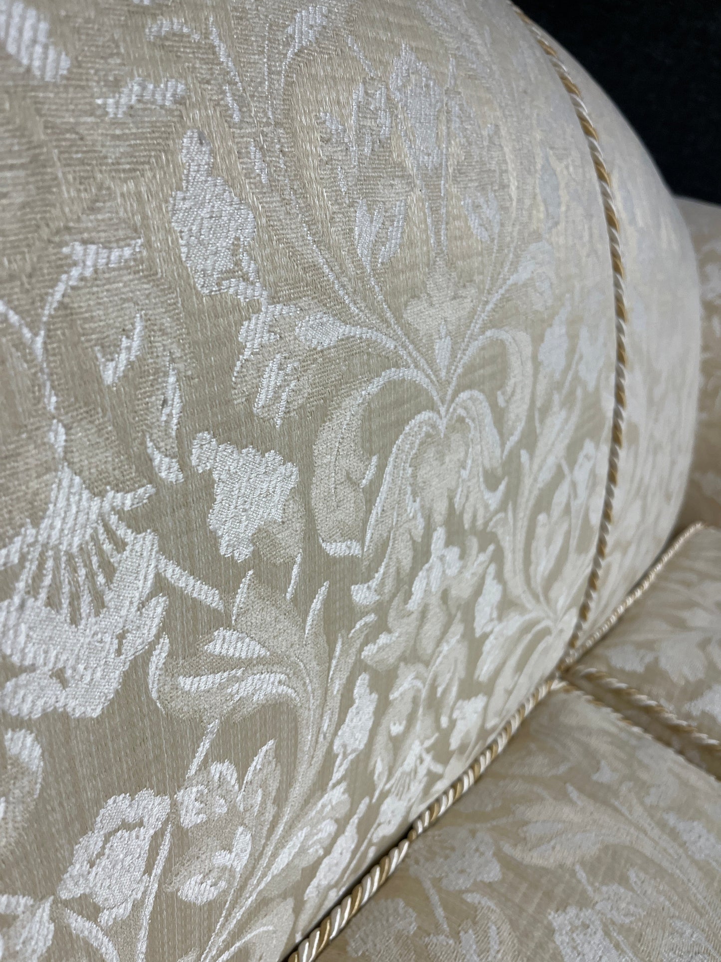 3+2+1 wing back cream mix fabric suite, solid wood frame, brass castors. CAN BE SOLD INDIVIDUALLY IF REQUIRED 2225