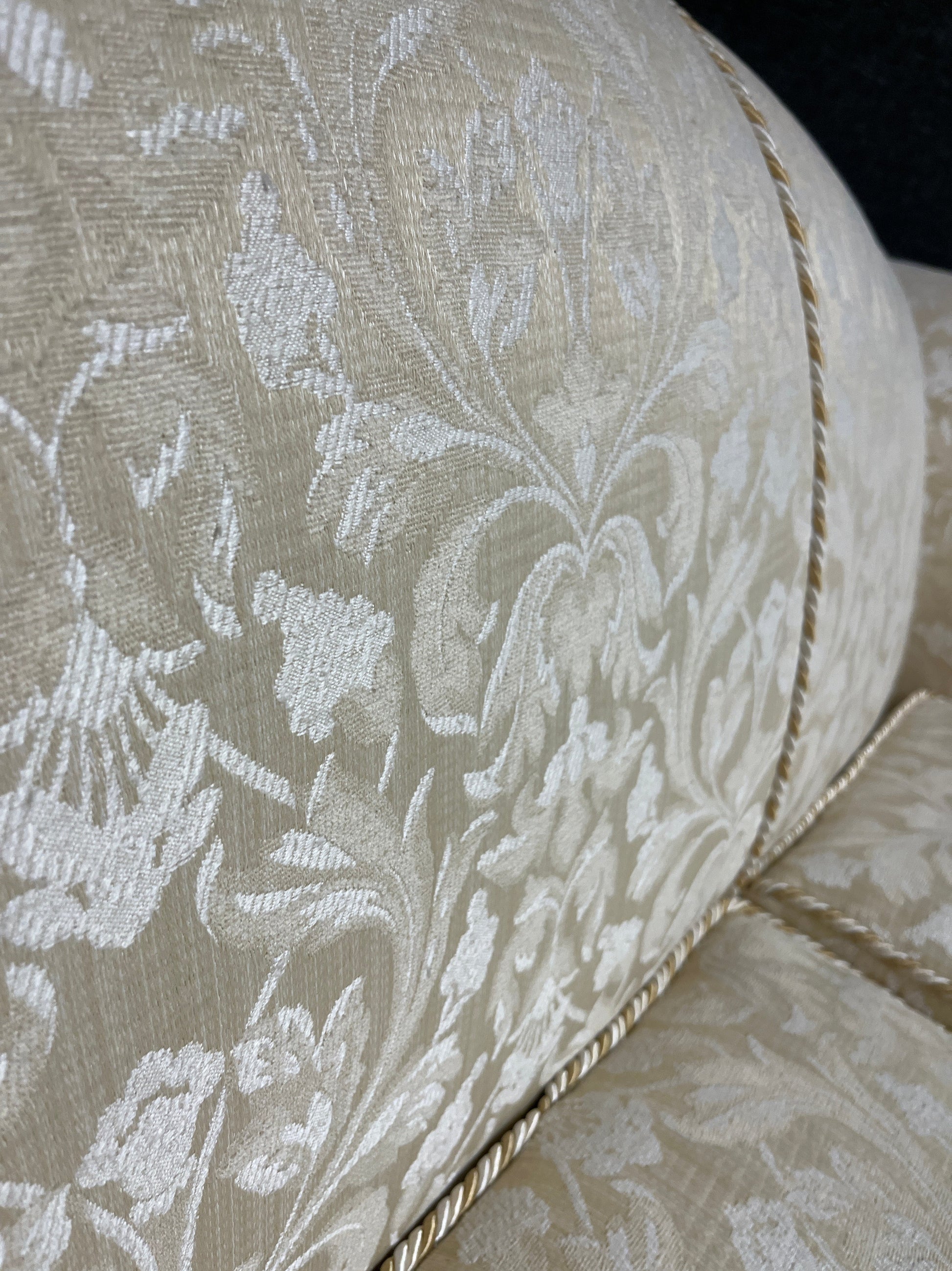 3+2+1 wing back cream mix fabric suite, solid wood frame, brass castors. CAN BE SOLD INDIVIDUALLY IF REQUIRED 2225