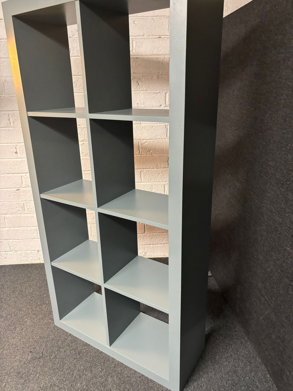 Large solid wood 8 section sage green painted bookcase 1800Hx900W*330D 2225
