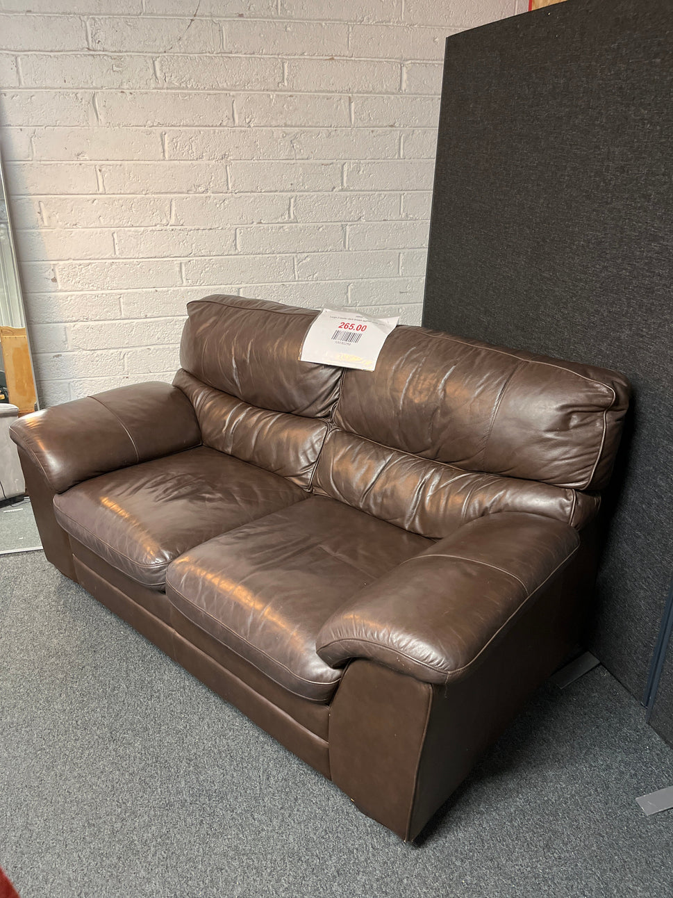 Large 2 seater dark brown leather sofa 3225