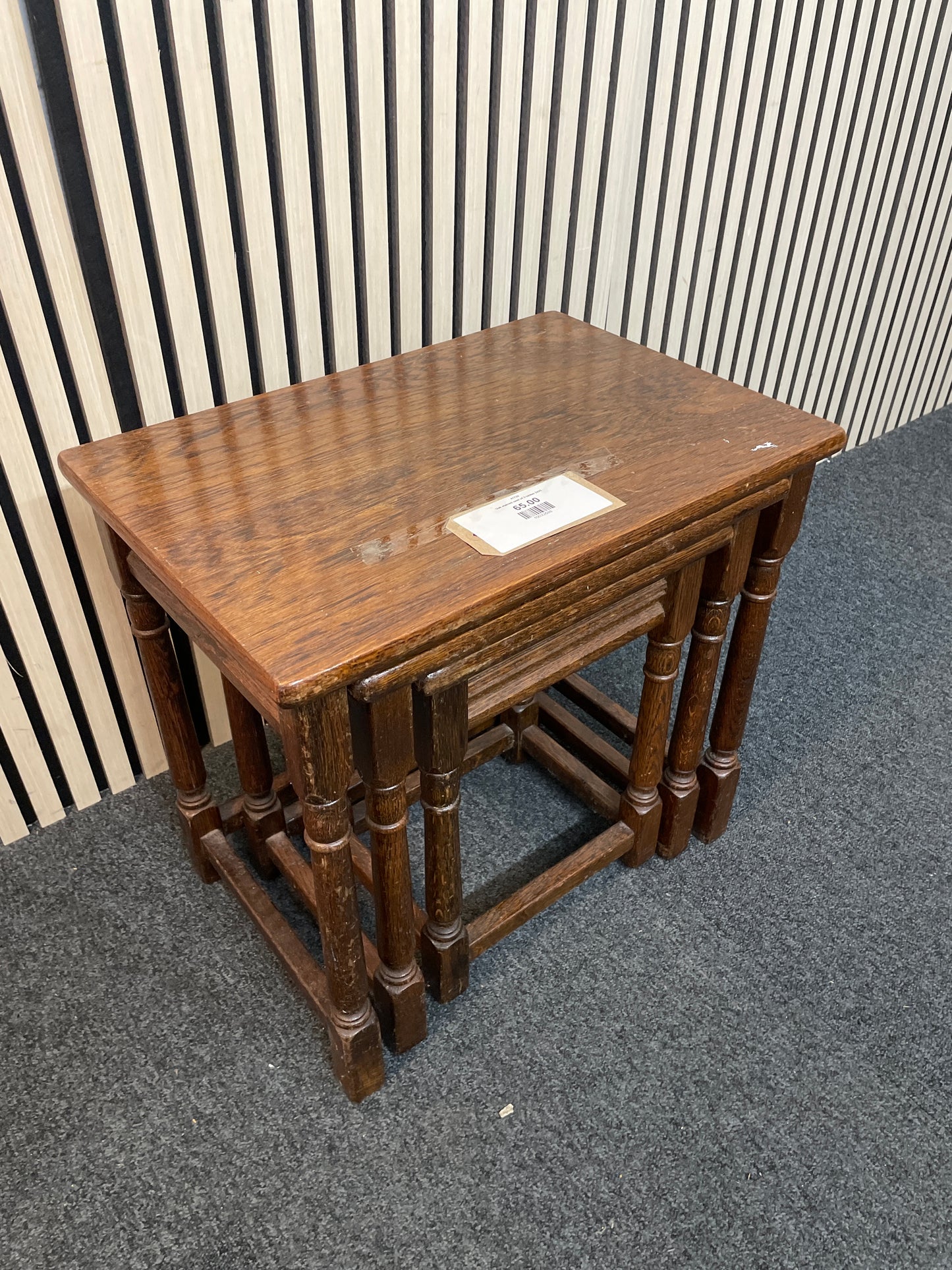 Oak stained nest of 3 tables 2425