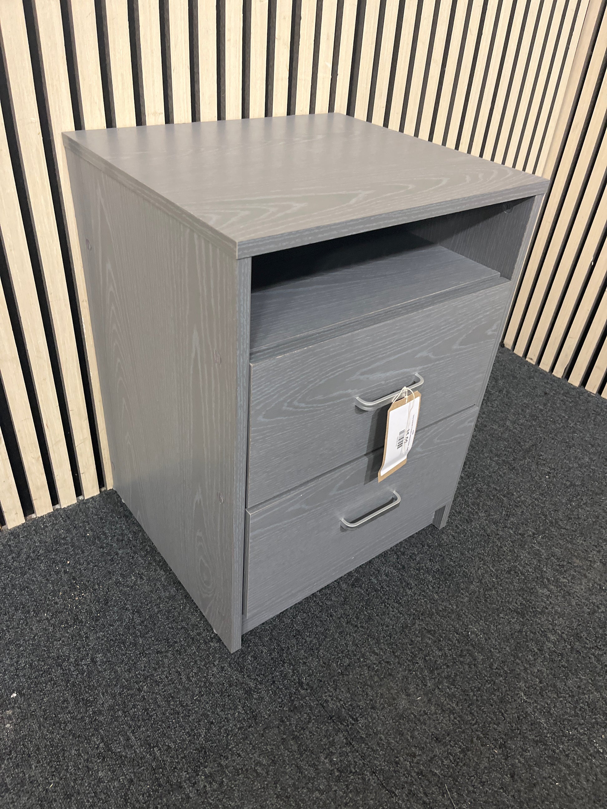 Grey laminate 2 drawer bedside locker  43886